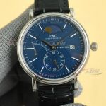 AAA replica TWA factory IWC Portofino blue dial leather movement moon phase watch 